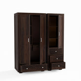 Monstro Solid Sheesham Wood Double Door Wardrobe Set (Walnut Finish)